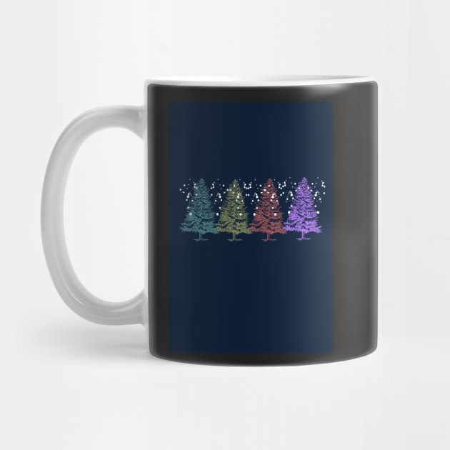 Navy blue christmas spruce tree print by LukjanovArt